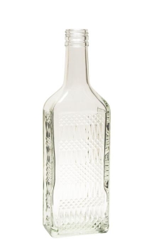 Kirschwasserflasche viereckig mit Relief 500ml, Mündung PP31,5  Lieferung ohne Verschluss, bei Bedarf bitte separat bestellen!